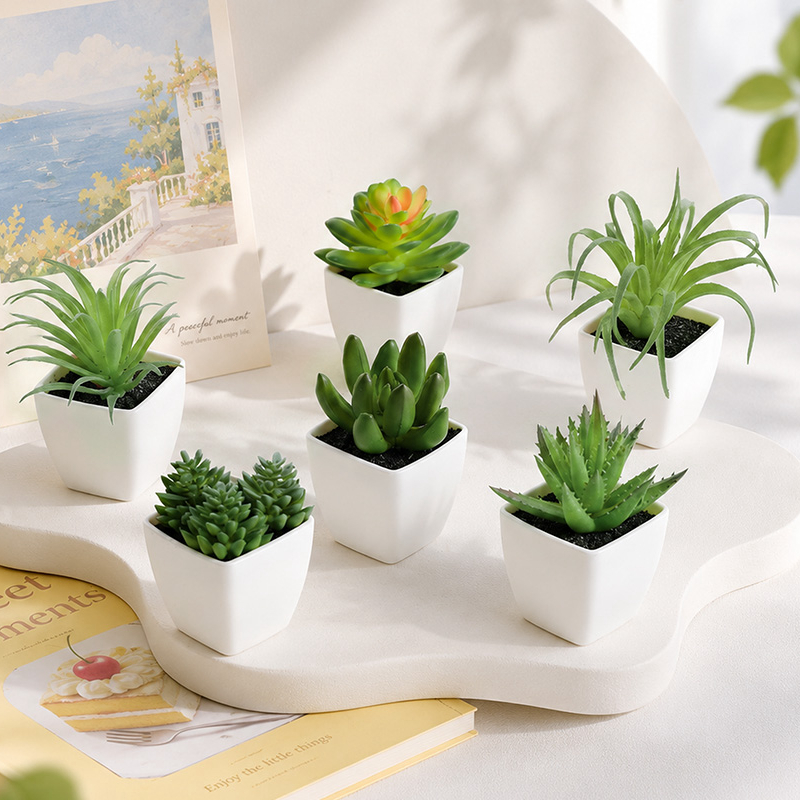 Bonsai Garden Restaurant - Set di 6 Piante Succulente Artificiali